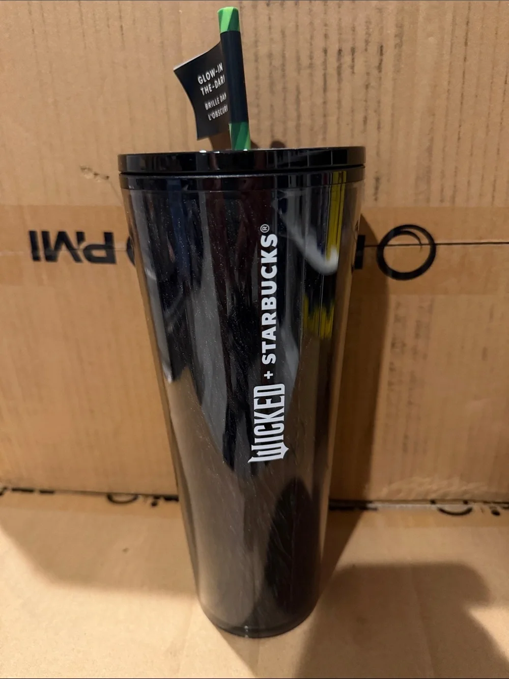 Starbucks Black Tumbler with Mint Green 'Wicked' Lettering